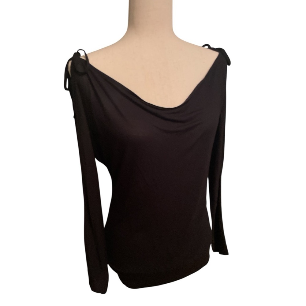Elegant GUESS Black Off-Shoulder Top, size S. Ties  on shoulders , long sleeves